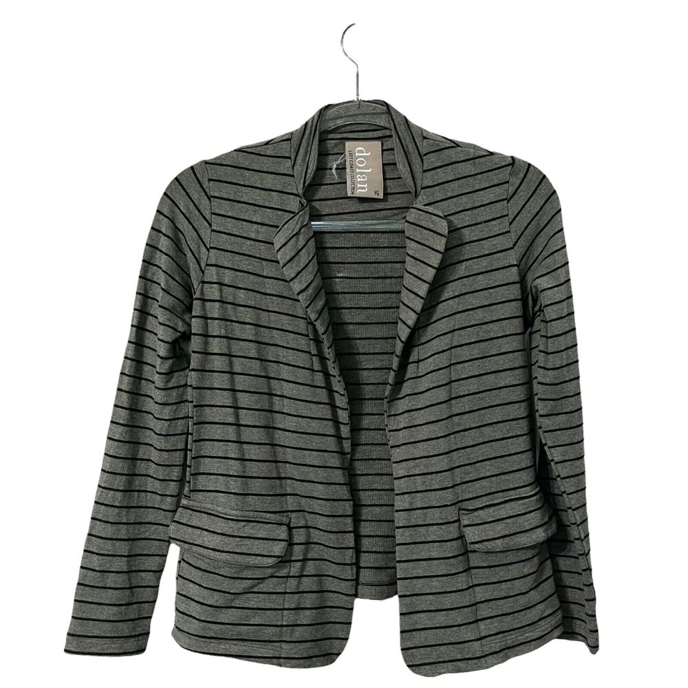 Anthropologie Blazer Dolan Left Coast Collection Womens Sz XS Gray Black Striped